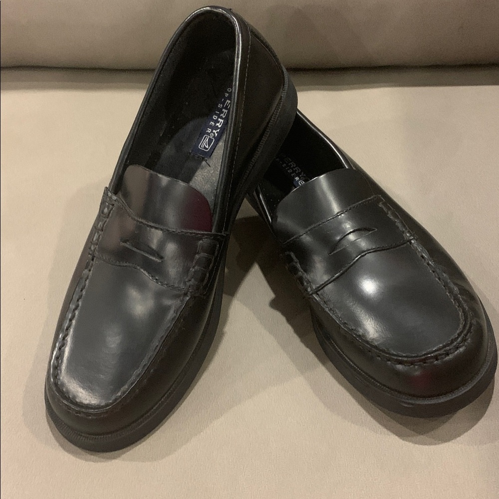 Sperry top-Sider Colton Black Leather Penny Loafer Shoe Boys Size 6 1/2 NEW